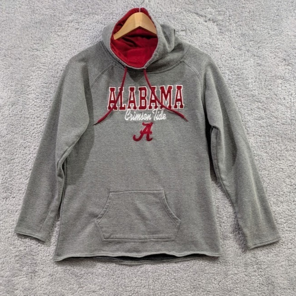 Colosseum Alabama Crimson Tide Pullover Women's‎ XL Gray Cowl Neck Fleece Hoodie